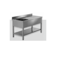 Billigt 100% Rustfrit Stålbord Med Underhylde Og Vask I Venstre Side - MANGE STØRRELSER (Størrelse: Stålbord, Mål: 1000 X 700 X 850 Mm)