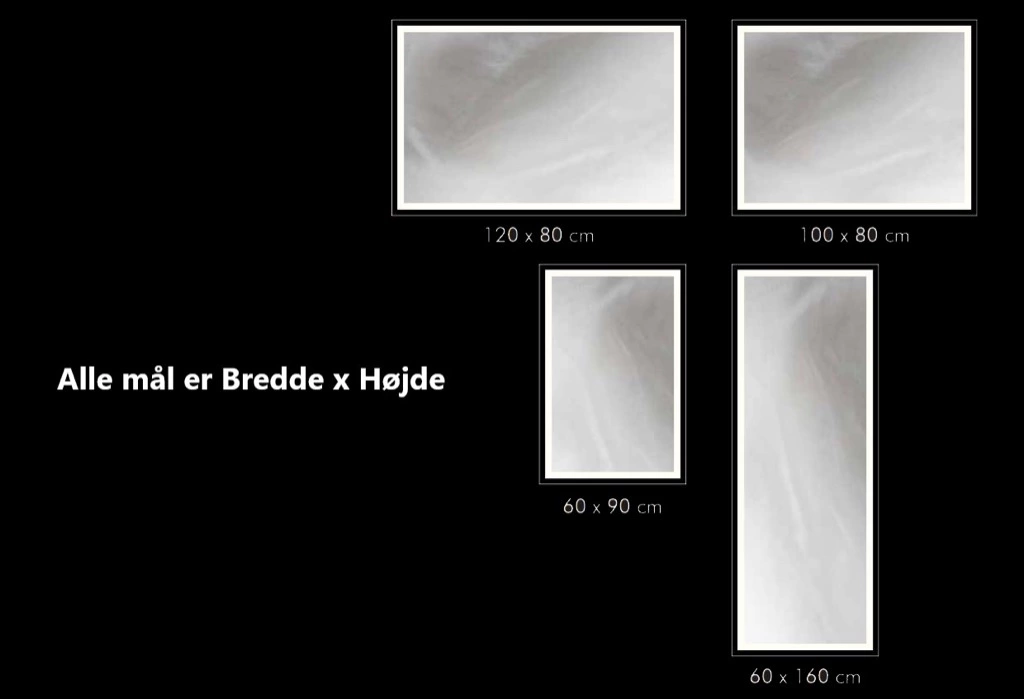 Backlight Spejl Dansk Produceret 60cm Serie (Mærke: LED Spejle, Variant: 90x60) - Billede 2