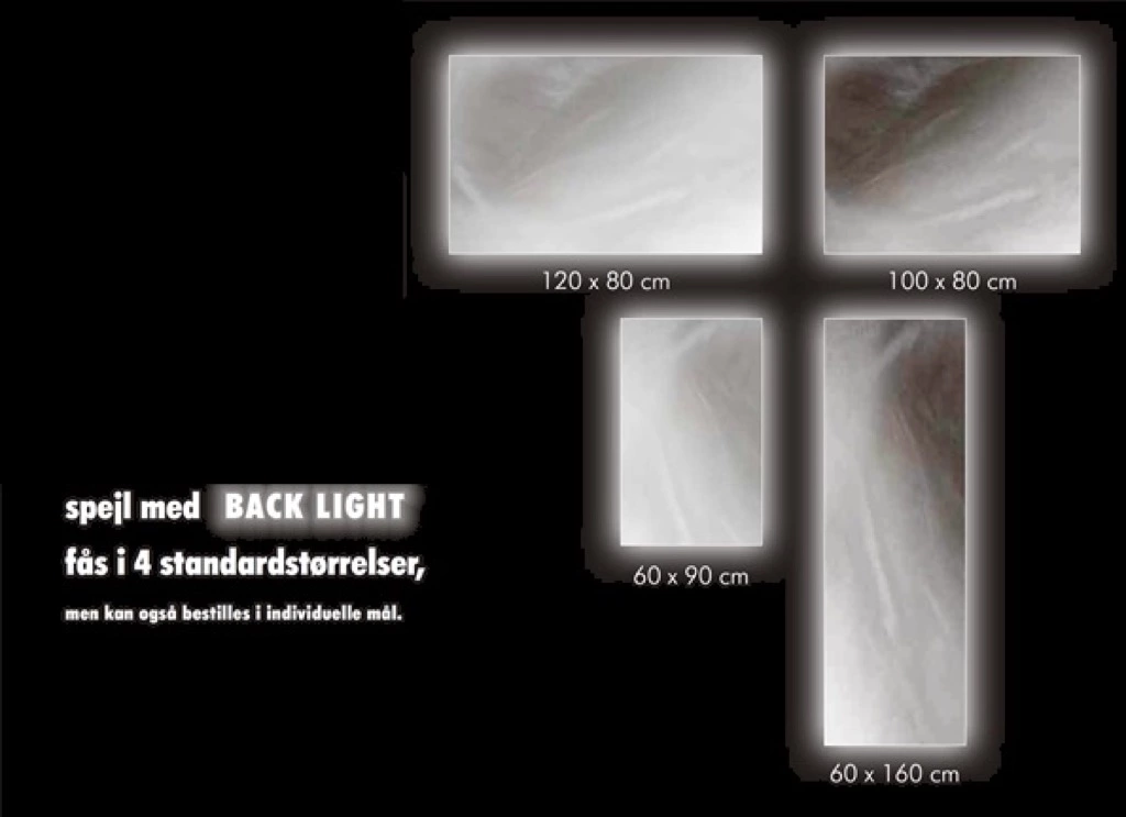 Backlight Spejl Dansk Produceret 60cm Serie (Mærke: LED Spejle, Variant: 90x60) - Billede 3