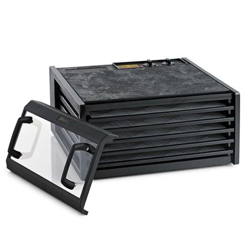 Dehydrator Med Gennemsigtig Dør, 5 Bakker Og Timer – Sort