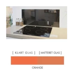 Firkantet Stænkpanel I Jernfrit Glas - Orange - Flere Størrelser (Variant: Stænkpanel Firkantet I JERNFRIT-BLANKT Glas 90 X 45 Cm.)