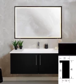 Frontlight Spejl Flere Størrelser MAT SORT RAMME (Mærke: LED Spejle, Variant: 120x80)