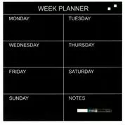 Naga Glas Uge Tavle 45 X 45 Cm. Sort. Engelsk