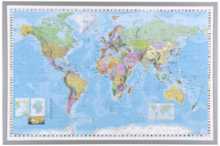 Naga Indrammet Verdens Kort 90 X 60 Cm.