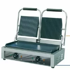 Kontaktgrill / Klemgrill, Dobbelt Amitek PG50R, Rillet