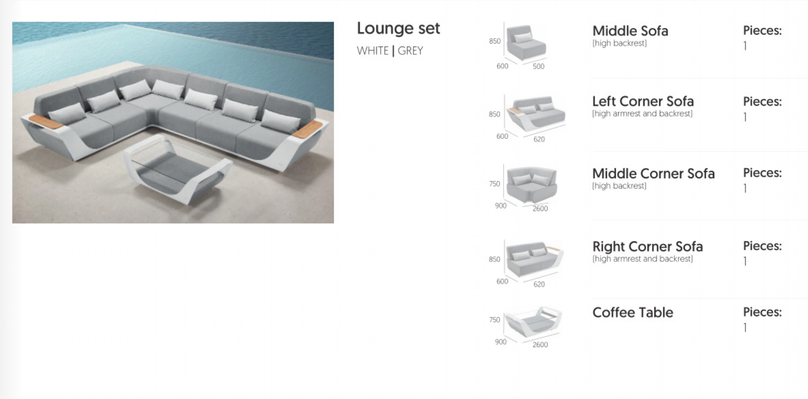 Loungesæt Fra Higold - Onda Corner Lounge - Grå/hvid - Billede 3