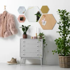 Magnetisk Glastavle Hexagonal 42 Cm. -Flere Farver (Mærke: NAGA, Variant: Gammelrosa Hexagontavle)