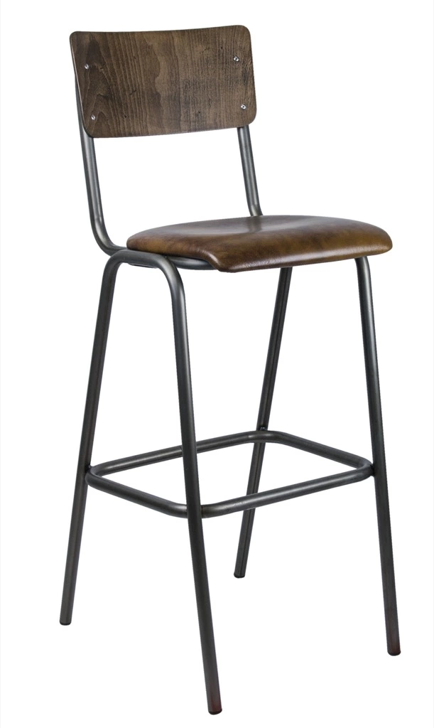 Oldschool Barstol Fra Skool - Læder/Læder