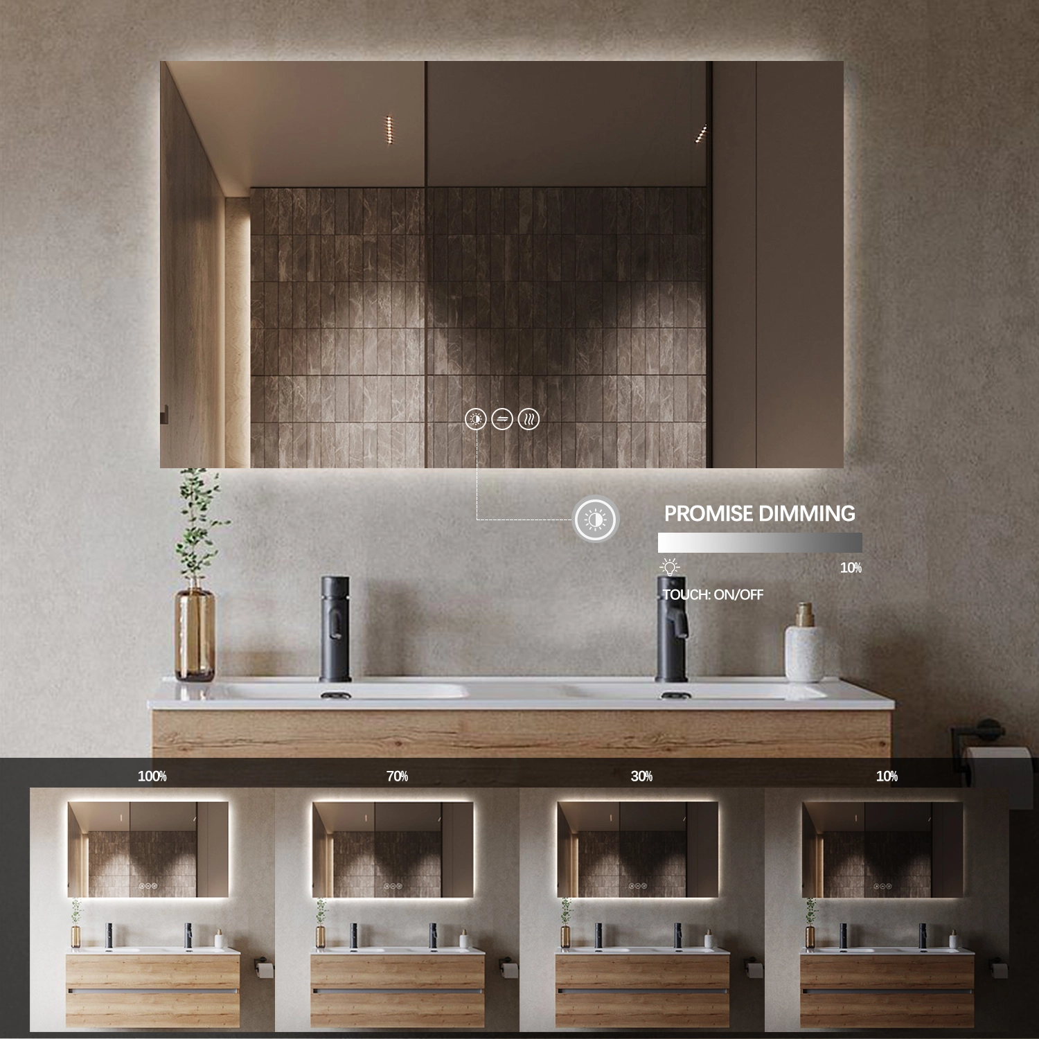 Premium Backlight Badeværelses Spejl, LED, Antidug Og Touchsensor (Variant: Størrelse: Højde 80 Cm Brede 60 Cm) - Billede 5