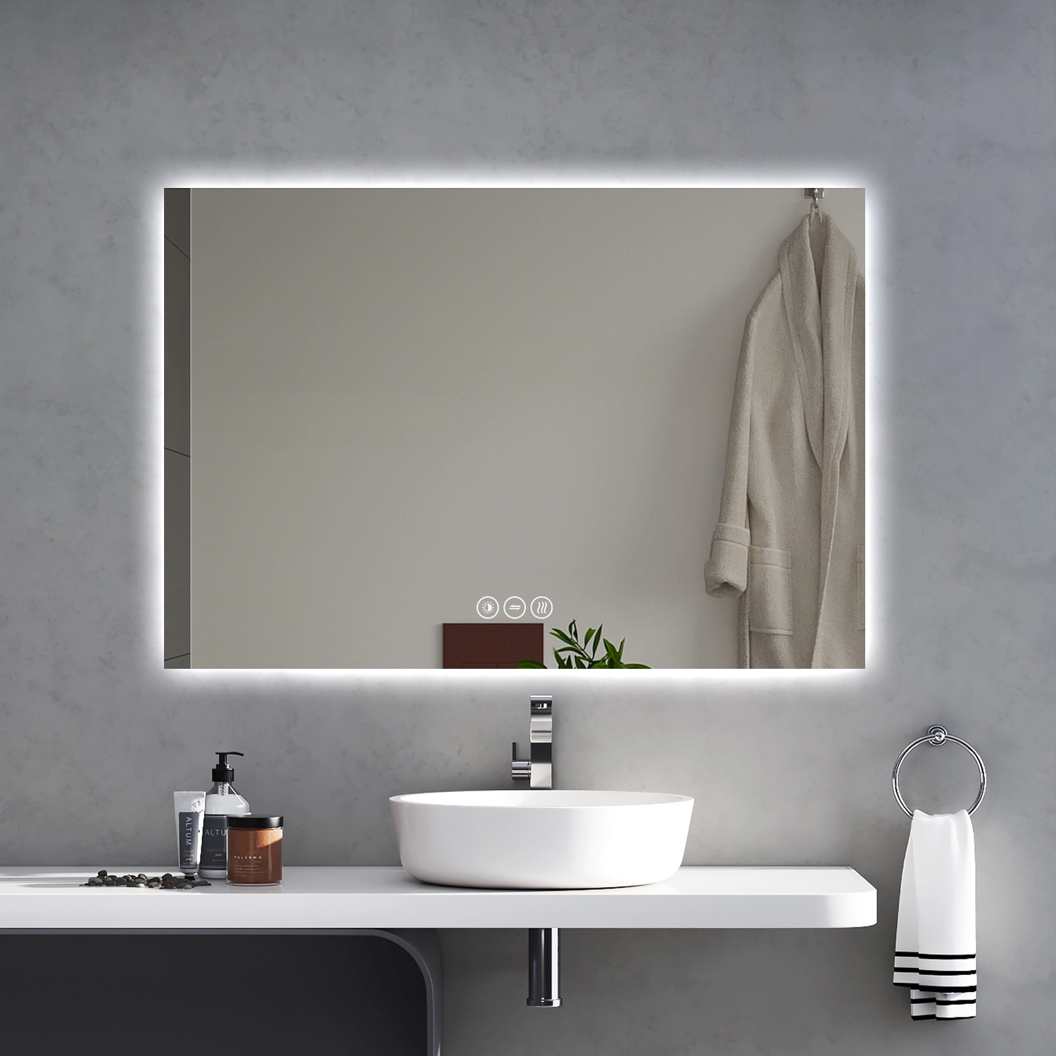 Premium Backlight Badeværelses Spejl, LED, Antidug Og Touchsensor (Variant: Størrelse: Højde 80 Cm Brede 60 Cm) - Billede 2