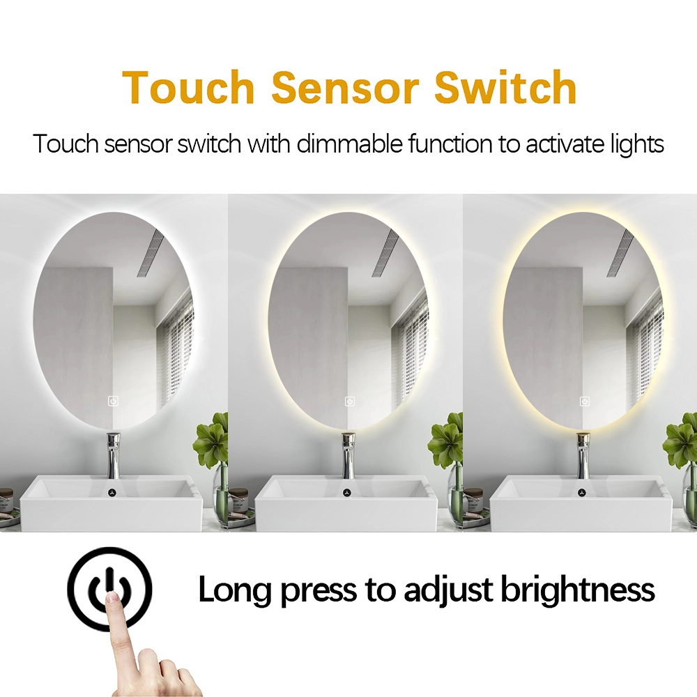 Premium Ovalt Badeværelse Spejl Med LED, Antidug Og Sensor - Billede 4