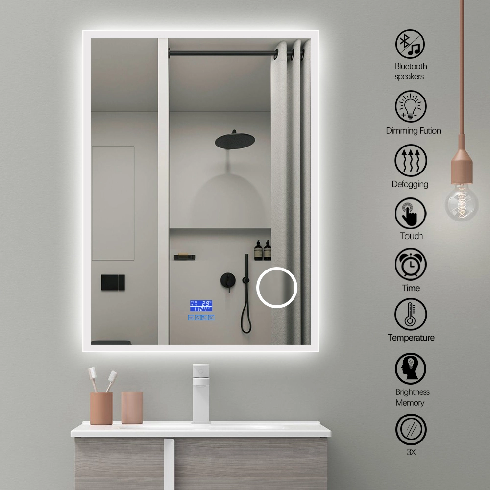 Premium Badeværelses Spejl Med LED, Antidug, Touchsensor, Bluetooth Højtaler Og Makeupp Spejl (Variant: Størrelse: Højde 75 Cm Brede 180 Cm) - Billede 3