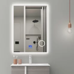 Premium Badeværelses Spejl Med LED, Antidug, Touchsensor, Bluetooth Højtaler Og Makeupp Spejl (Variant: Størrelse: Højde 75 Cm Brede 180 Cm)