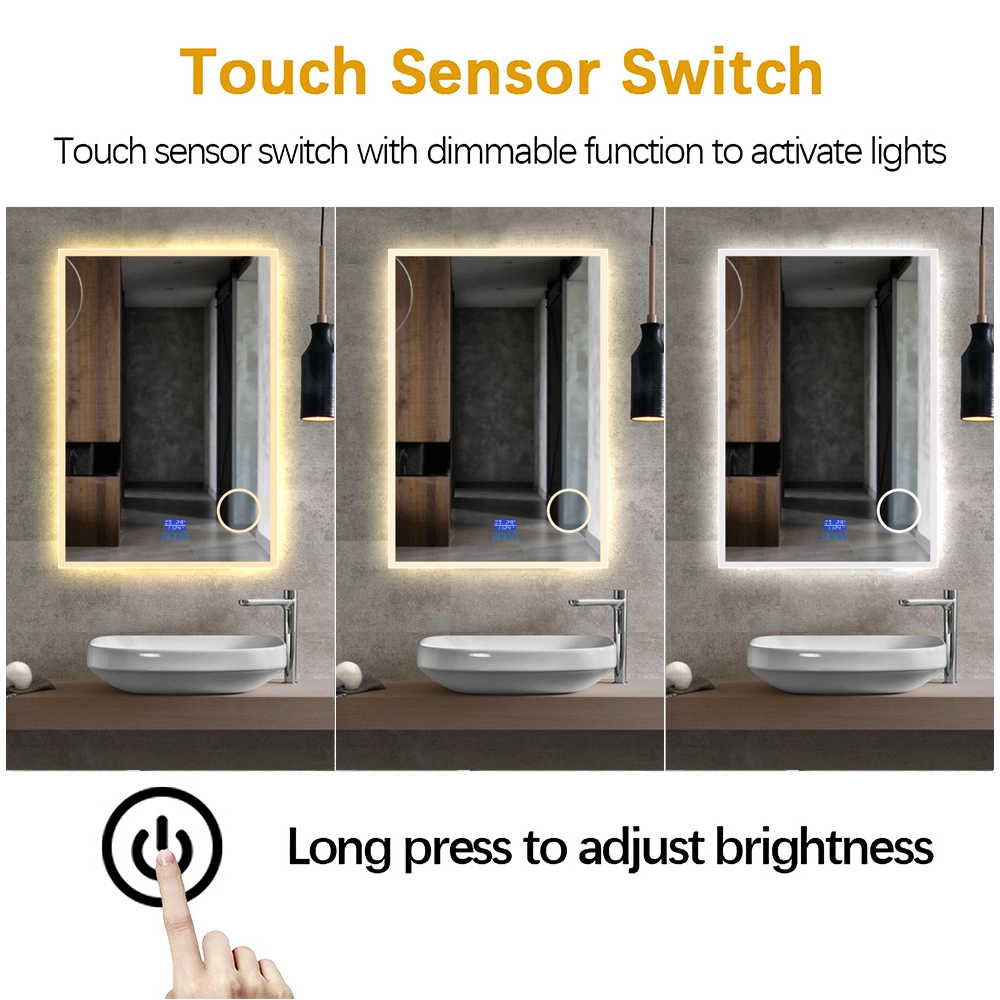 Premium Badeværelses Spejl Med LED, Antidug, Touchsensor, Bluetooth Højtaler Og Makeupp Spejl (Variant: Størrelse: Højde 75 Cm Brede 180 Cm) - Billede 4