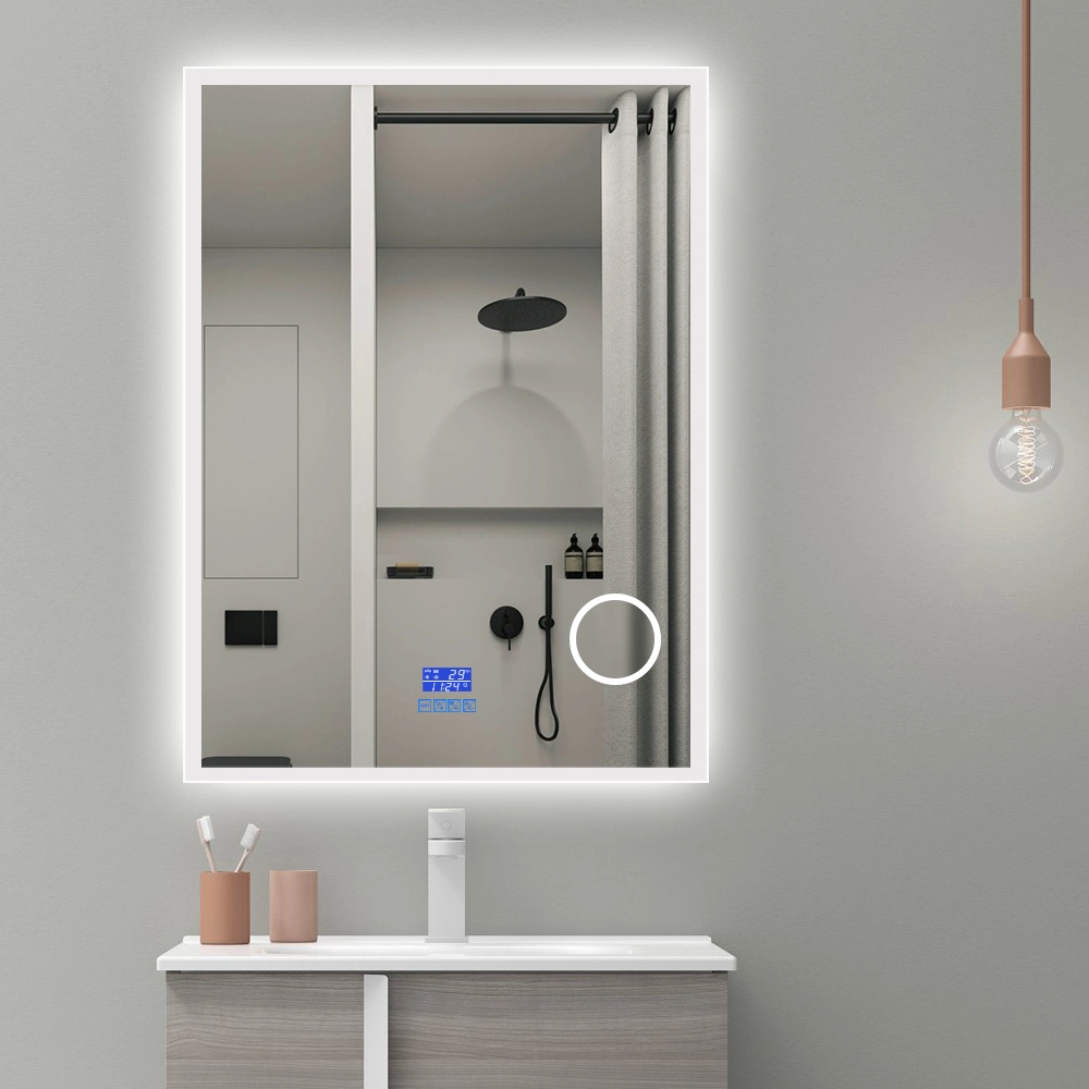 Premium Badeværelses Spejl Med LED, Antidug, Touchsensor, Bluetooth Højtaler Og Makeupp Spejl (Variant: Størrelse: Højde 75 Cm Brede 180 Cm)