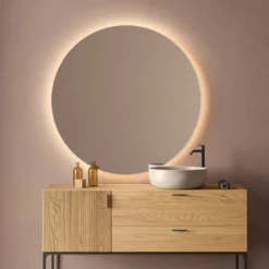 Premium Rundt Badeværelses Spejl Med LED Til Lampeudtag - Antidug (Variant: Størrelse: Ø 120)