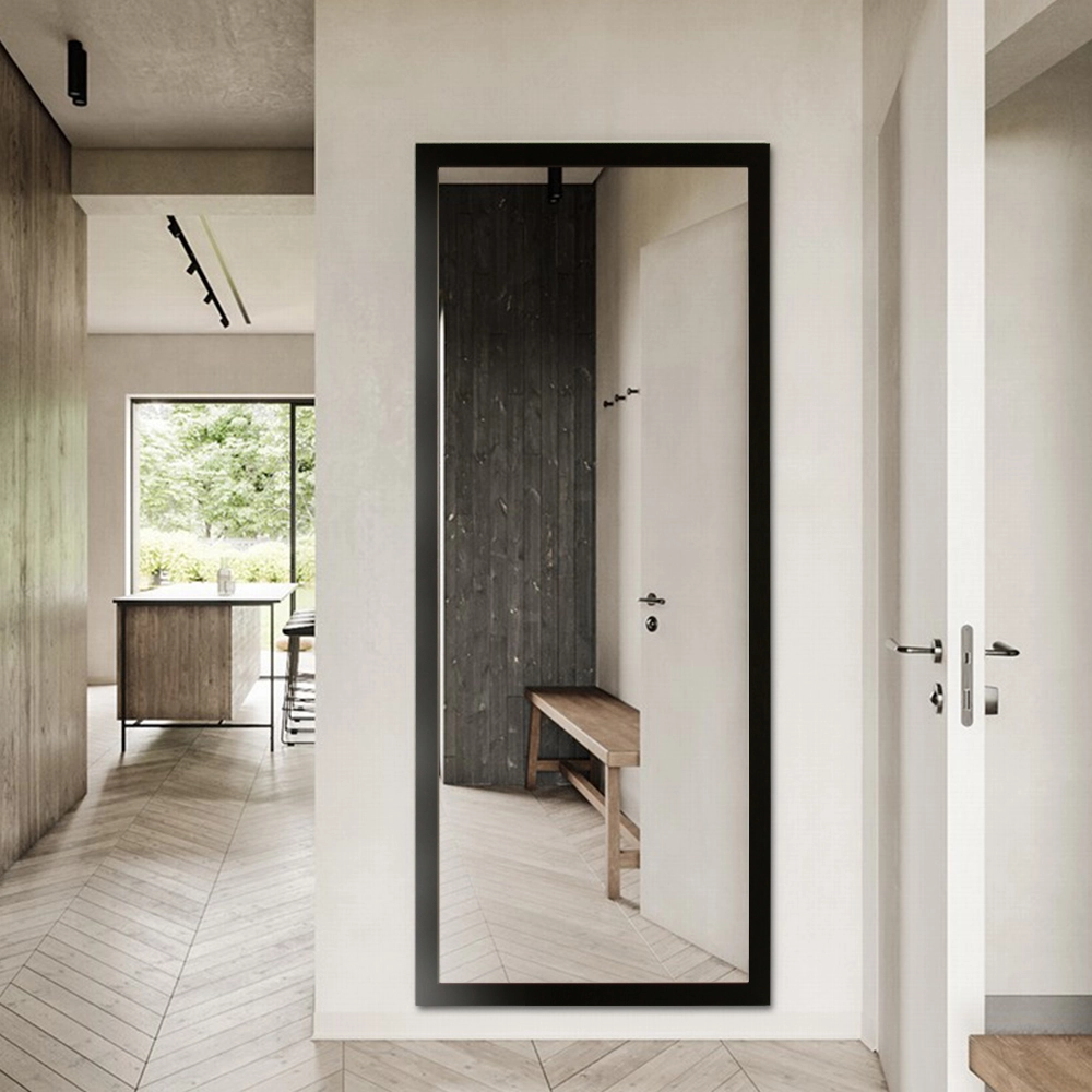 Premium Spejl Med Sort Ramme - 80x180 Cm