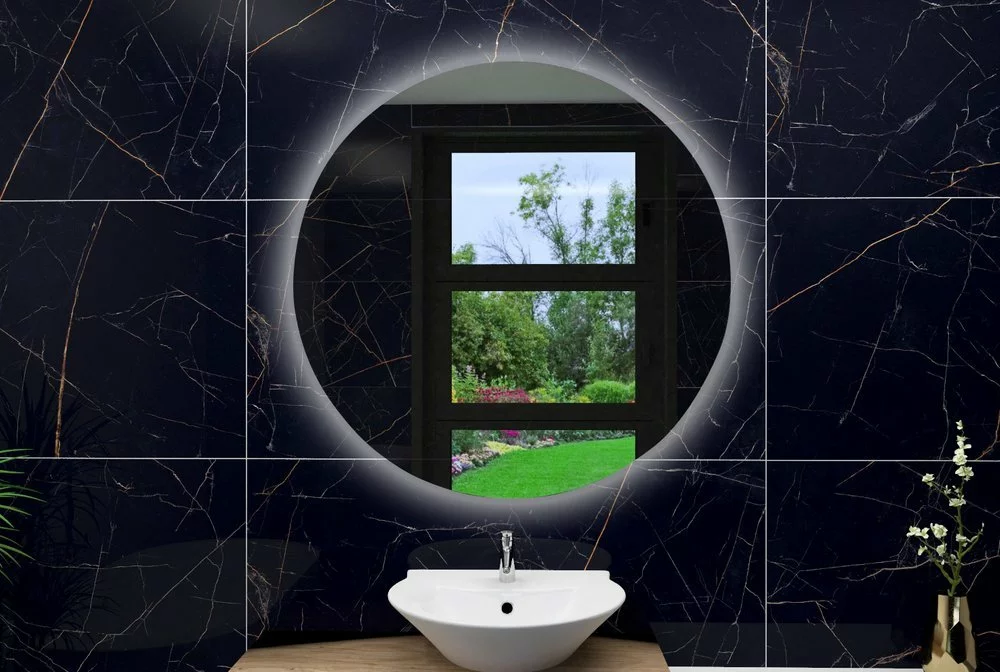 Rundt Spejl Med Indbygget LED Lys - Ingen Kant (Variant: 100cm) - Billede 5