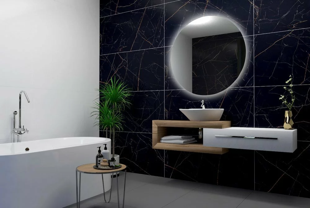 Rundt Spejl Med Indbygget LED Lys - Ingen Kant (Variant: 100cm) - Billede 4