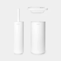Sæt Toiletbørste Toiletrulleholder Og Dispenser Mineral Fresh White