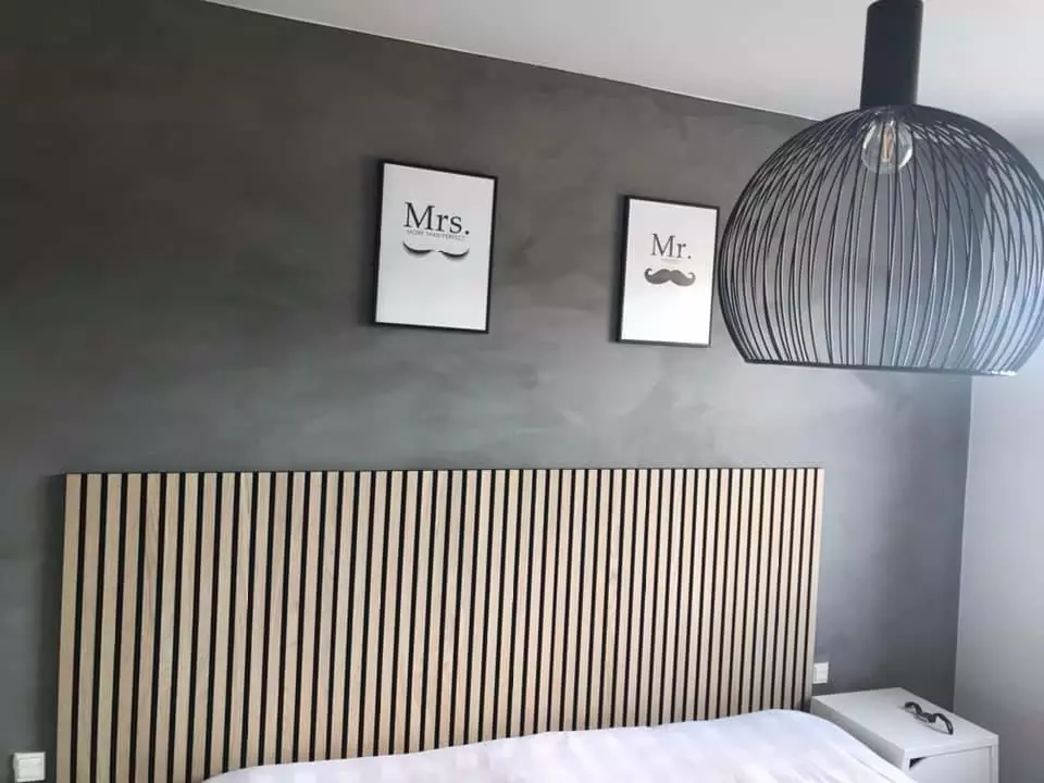 Sengegavl I Akustikpaneler 180 Cm Brede (Variant: Valnød Naturolie)