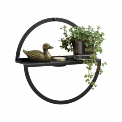 Naga Sort Cirkelhylde Med Fyrfadsstage 25 Cm