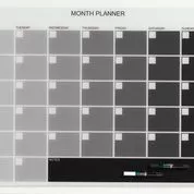 Naga Sort-hvid Magnetisk Glas Månedstavle 80 X 60. Engelsk