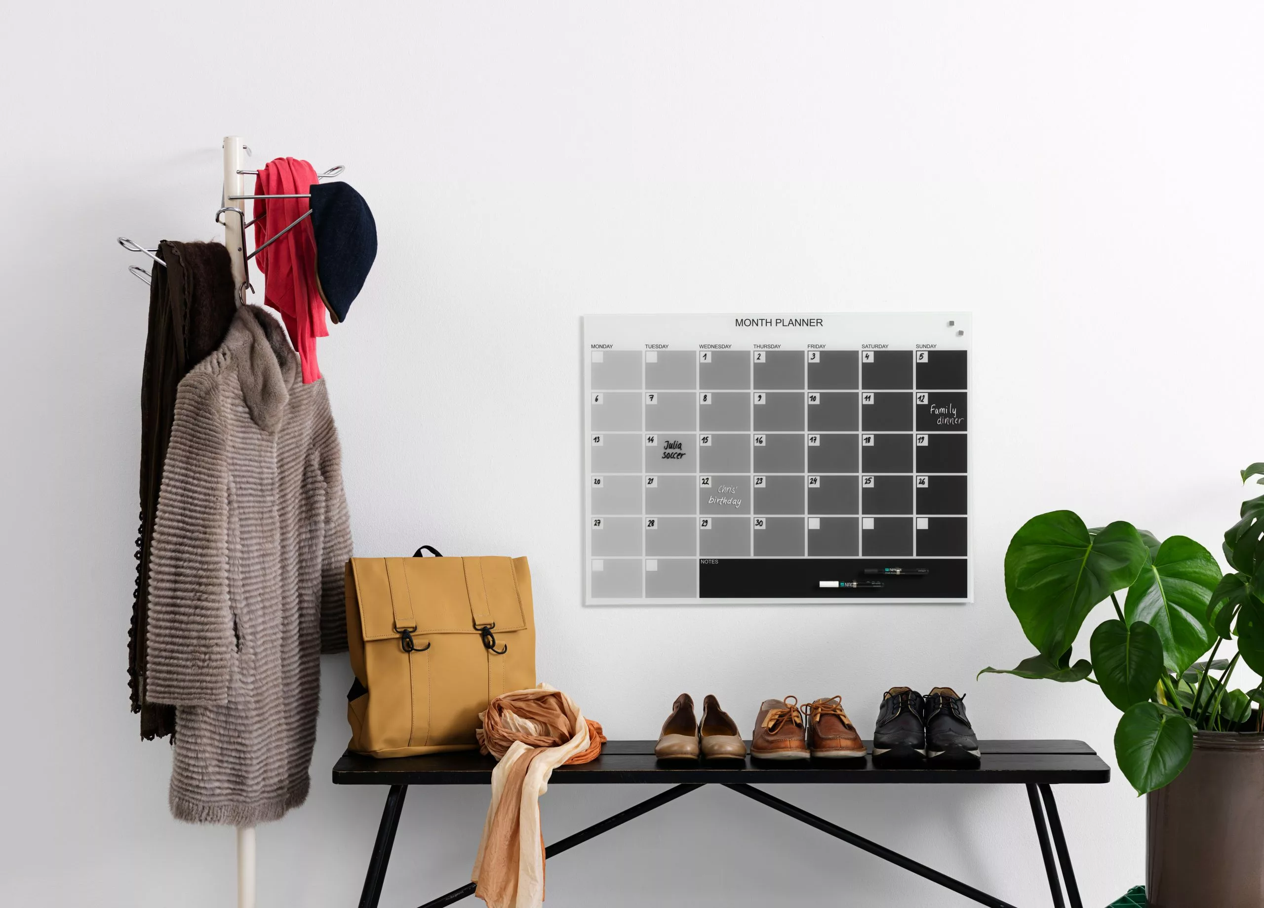 Naga Sort-hvid Magnetisk Glas Månedstavle 80 X 60. Engelsk - Billede 2