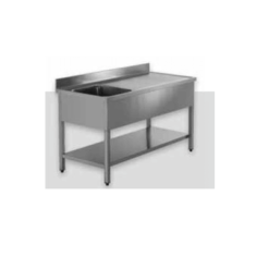 Stålbord Med Underhylde Og Vask, Tecnodom - Flere Størrelser (Størrelse: Stålbord, Mål: 1400 X 700 X 850 Mm)