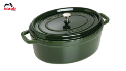 Staub Cocotte Støbejern Grøn 31 Cm Oval.