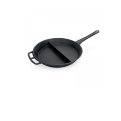 Støbejern Pande XL Ø65 Cm – Delt I Midten – Med Aftageligt Håndtag